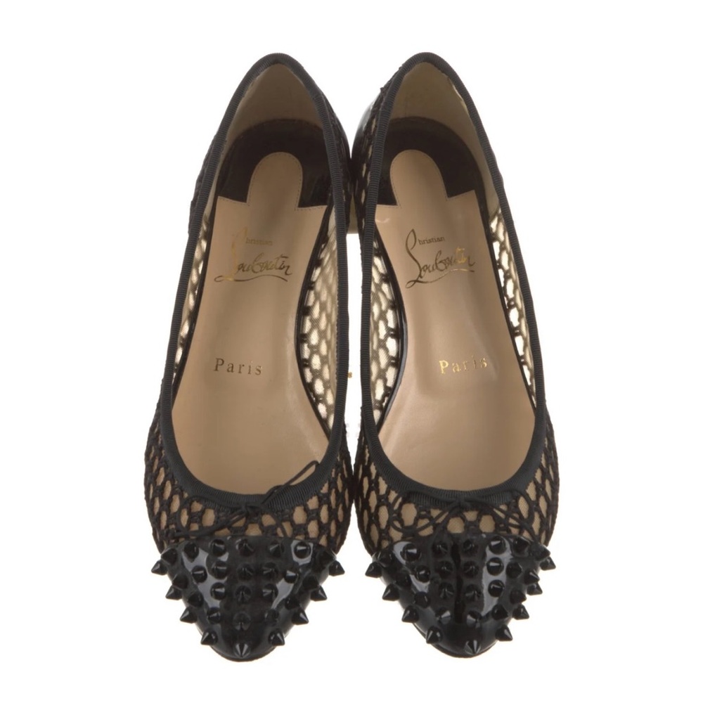 Black Mesh Studded Flats - Picture 3 of 6
